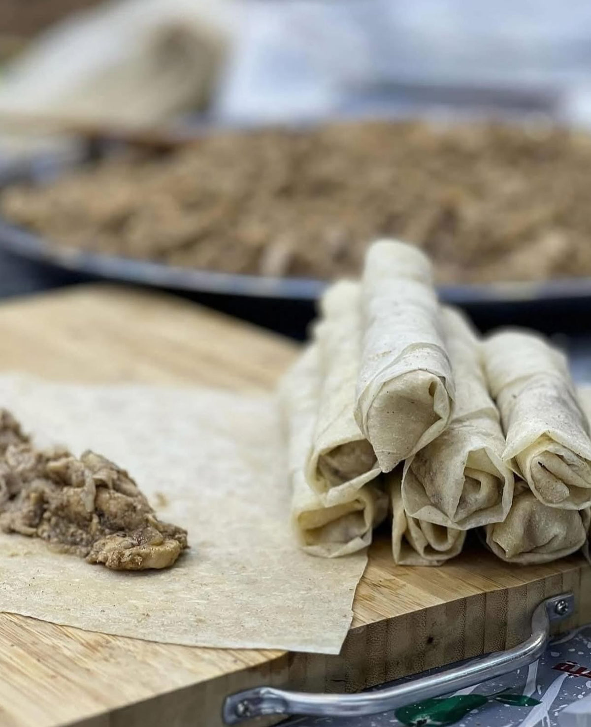 Musakhan-Style Phyllo Rolls Stuffed with Chicken & Onion